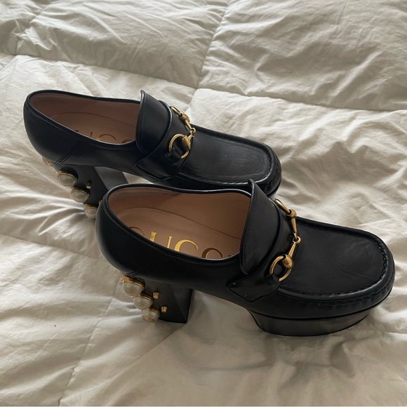 Gucci loafer platform heels with pearl heels new never worn - Picture 5 of 8